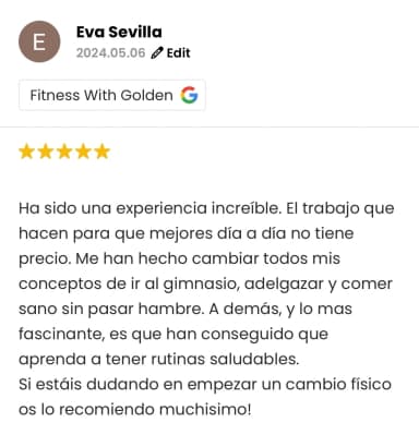 Reseña de un cliente de Liga Fitness